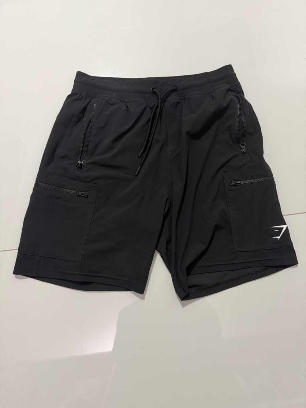 Gymshark Black Cargo Drawstring Shorts